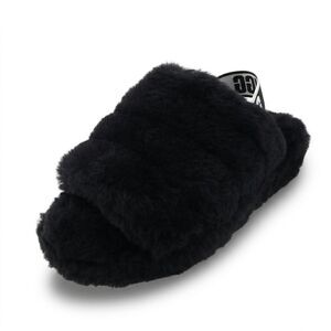 UGG Fluff Yeah Black Women's Size US 6 Sandal Slippers NWOB